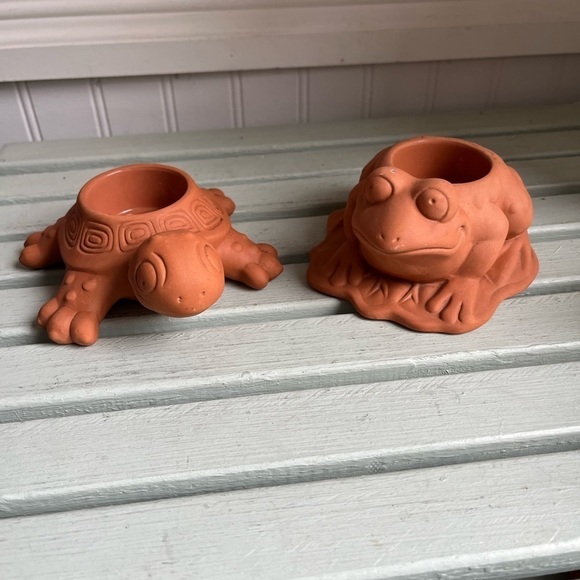 PartyLite Turtle and Frog Terracotta Tea Light Holders set of two - Picture 6 of 16